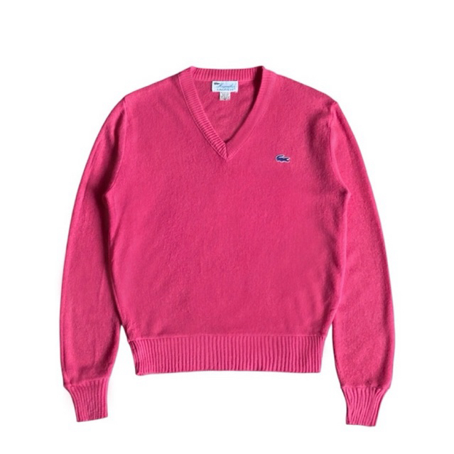 Lacoste ‘Haymaker’ v-neck orlon acrylic knitted sweater fuchsia pink knit knitwear