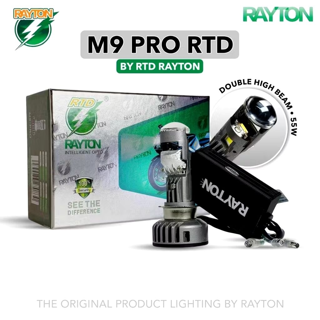ORIGINAL LAMPU UTAMA H6 M9 PRO RTD 55 WATT DOUBLE HIGH BEAM UNIVERSAL BILED RAYTON
