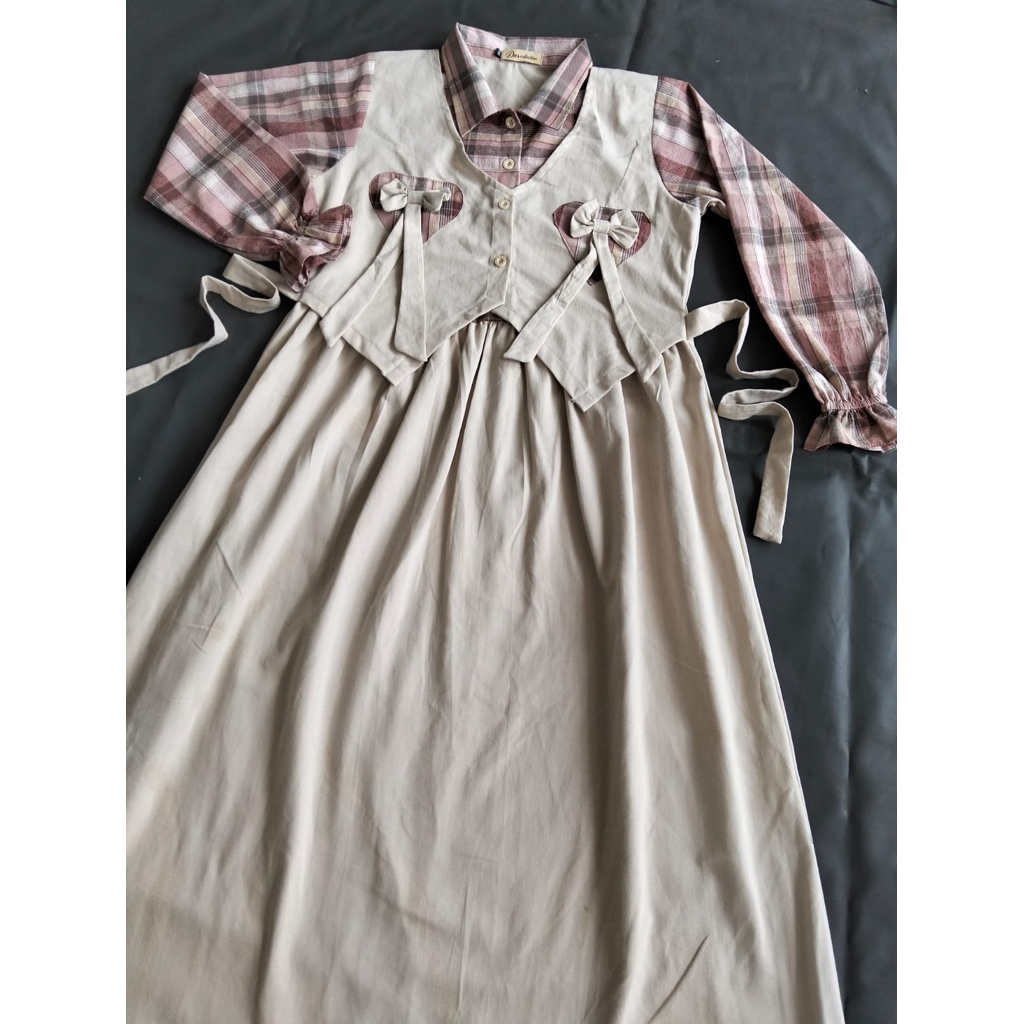 Gamis casual salur anak / gamis triset anak tanggung