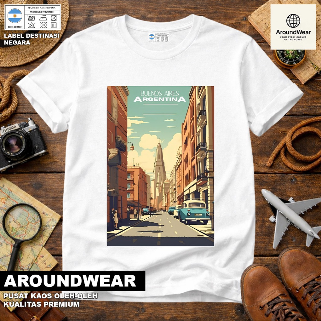 BAJU KAOS OLEH OLEH ARGENTINA 35, PAKAI TAG NEGARA ASAL ARGENTINA BAHAN SOUVENIR PREMIUM GIFT