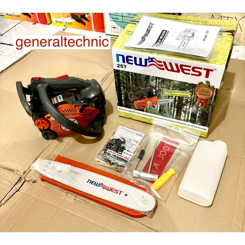 Chainsaw New West 257 Bar 12" Reel Mesin Gergaji Kayu New West 12" Chainsaw Mini New West 257