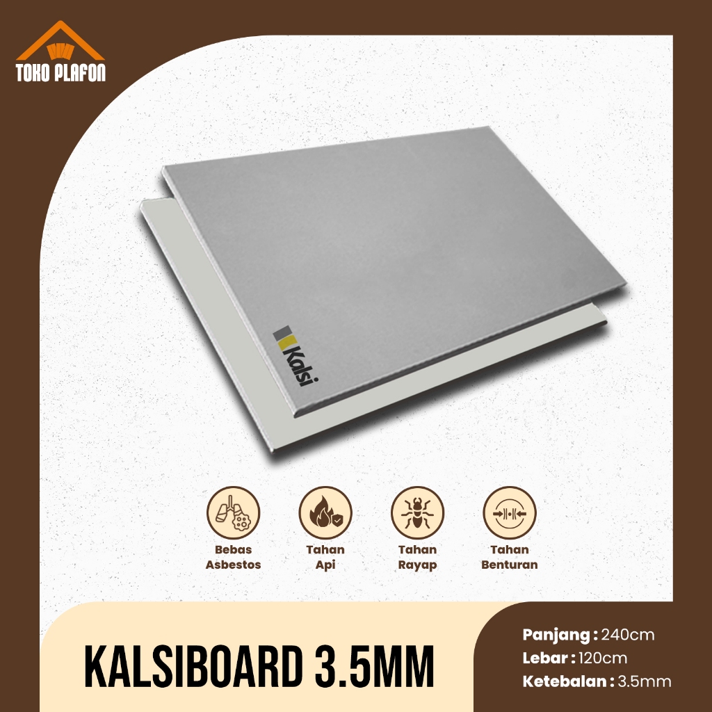 KALSI Kalsiboard 3,5mm Tahan Air Rayap Api 100% Bebas Asbes Plafon Renovasi