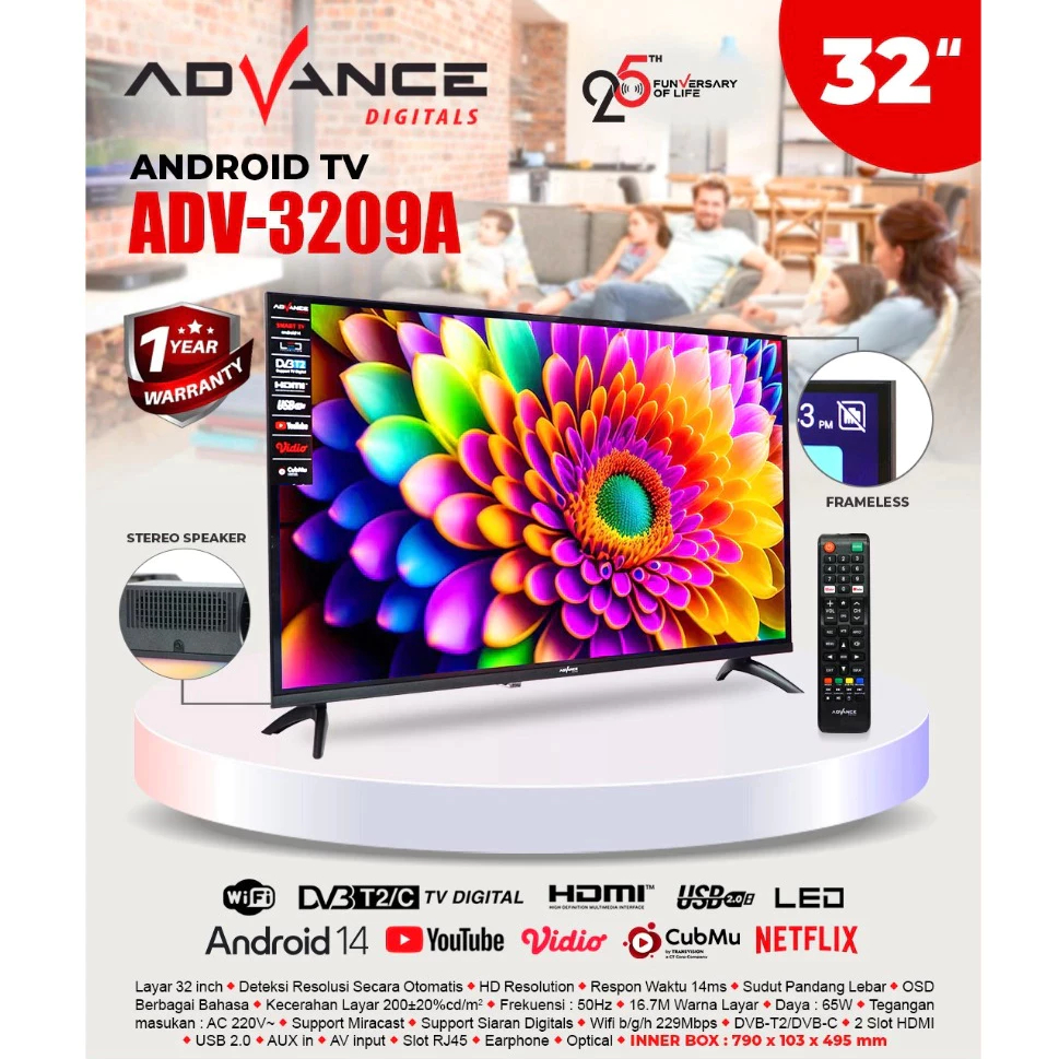 ADVANCE TV LED DIGITAL ANDROID 24 INCH 2430A/ Android TV ADV- 32 INCH 3203A/ANDROID 32 INCH 3209A