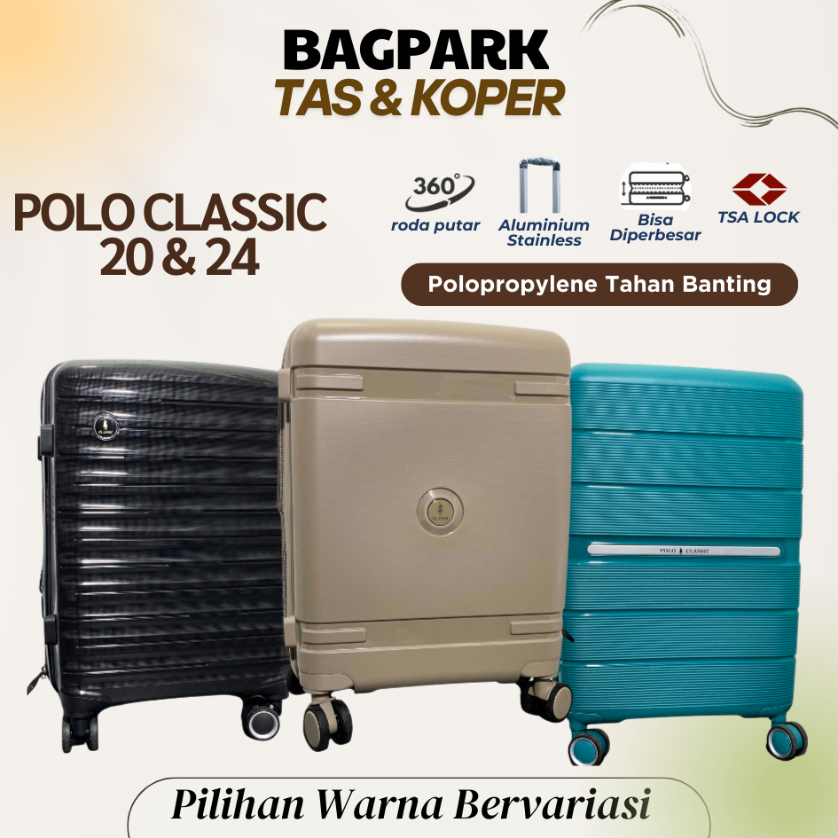 BAGPARK [ FREE LABEL TAG ] Koper Fiber PP Polo Classic 20 Inch Koper Polo Classic 24 Inch Premium / 