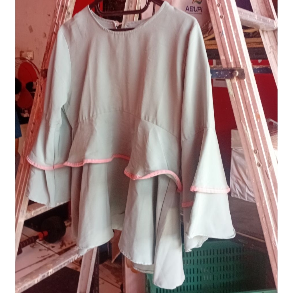 atasan blouse hijau toska anak remaja dewasa