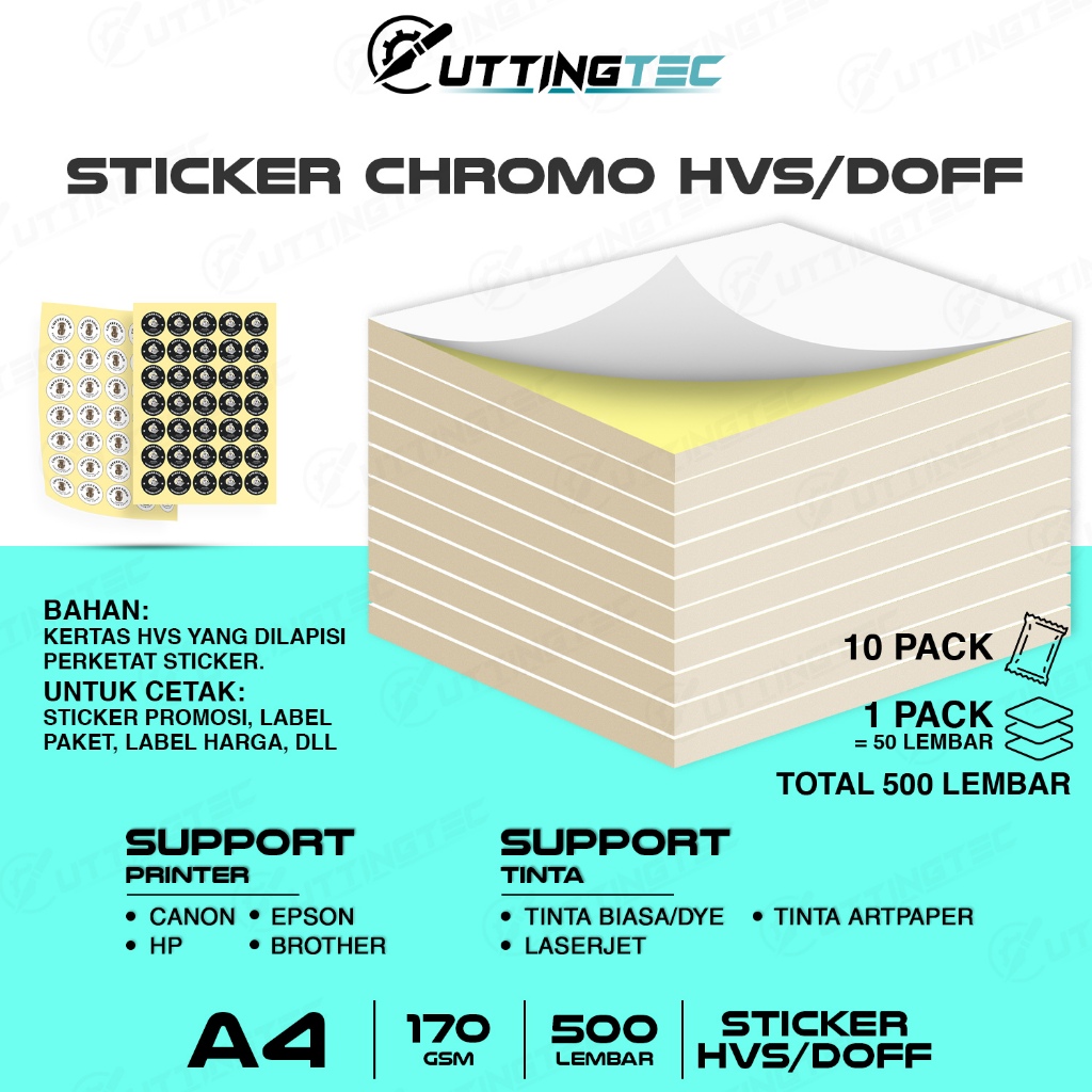 Sticker Chromo A4 Glossy / Doff HVS 500 / 2000 Lembar Stiker Kromo, bontak, CTS, Cast-coated Cromo I
