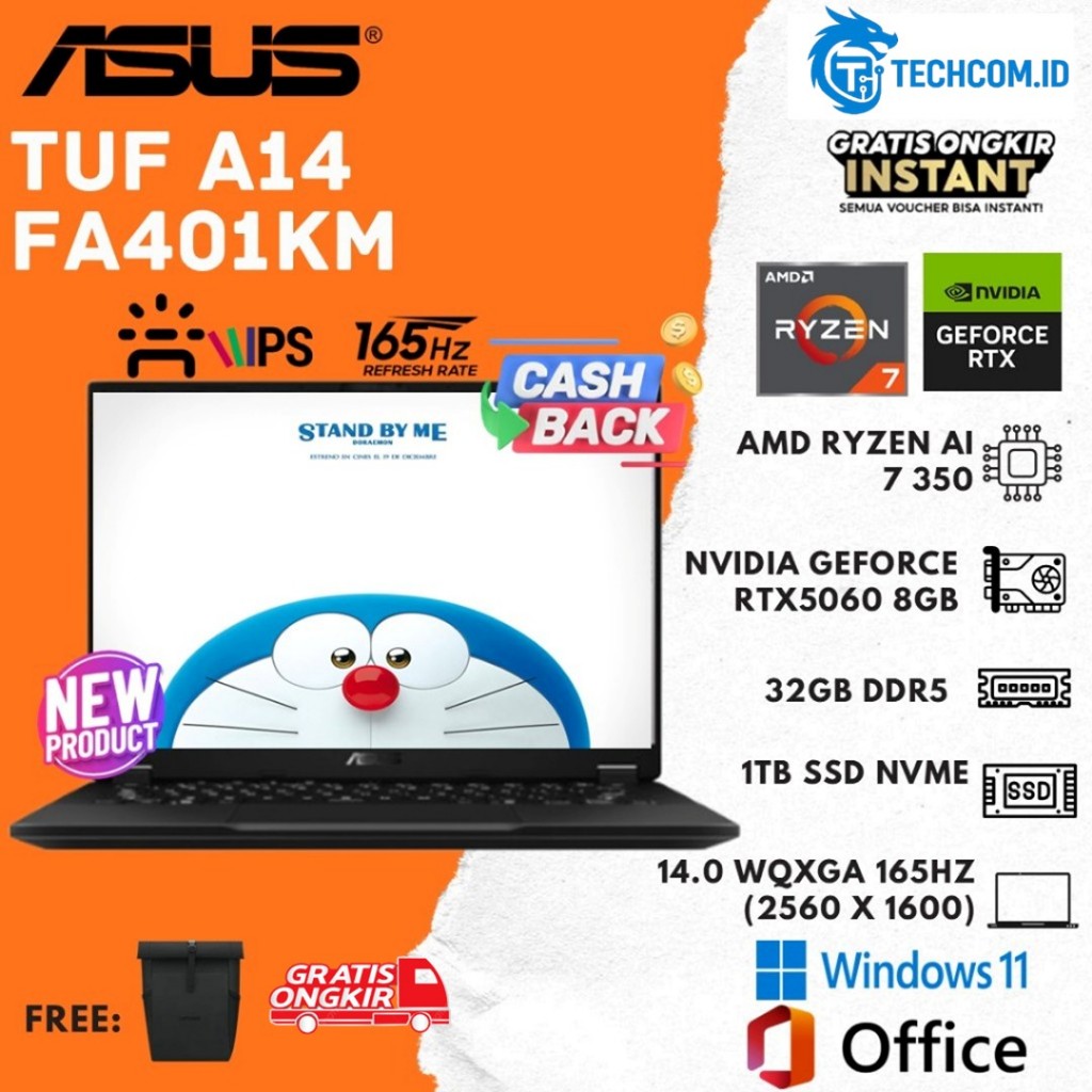 Asus Tuf A14 FA401KM RYZEN AI 7 350 RTX5060 8GB | 32GB 1TB SSD W11+OHS+M365B 14.0 WQXGA 165HZ