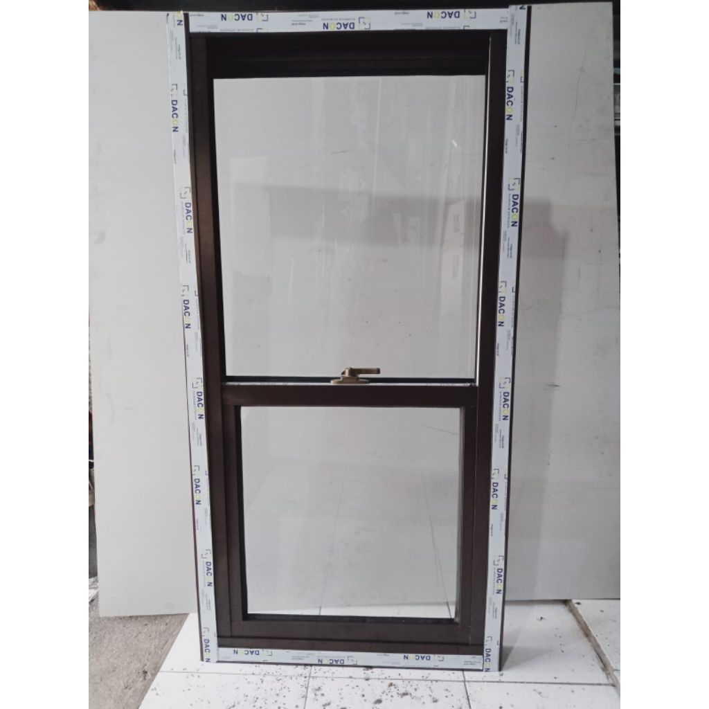 jendela sliding vertikal aluminium kusen 3inch