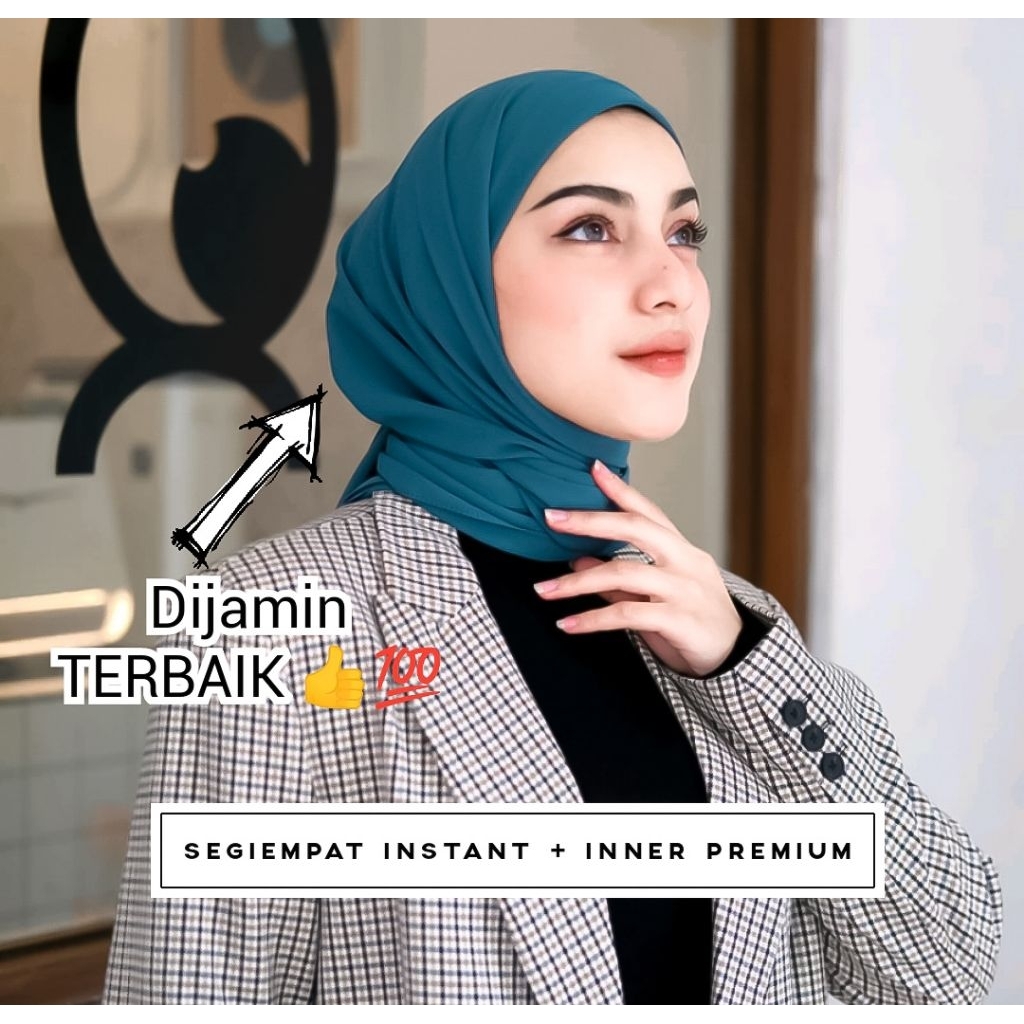 (100++ WARNA TERBAIK) Segiempat instant + inner 2layers VIRAL EXCLUSIVE PREMIUM High Quality | Segie