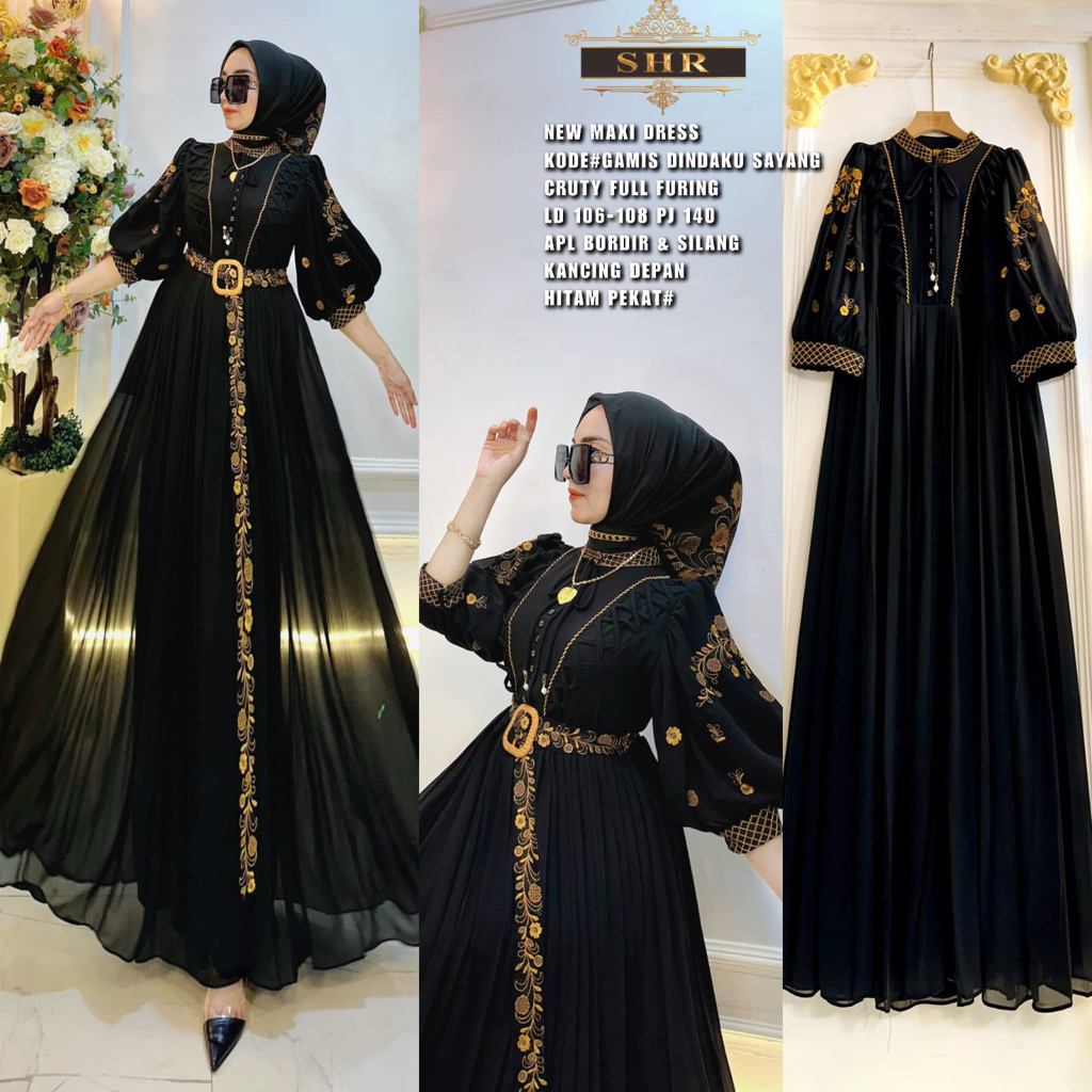 “BY SHR NEW” READYY MAXI DRESS IKATAN CINTA CERUTY BORDIR BY SHR //GAMIS SHR ORI// GAMIS CANTIK VIRA