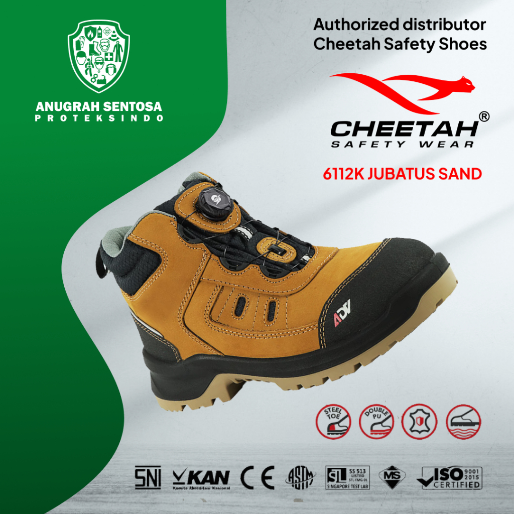(BONUS MASKER) CHEETAH Safety Shoes 6112K ADV Jubatus sand
