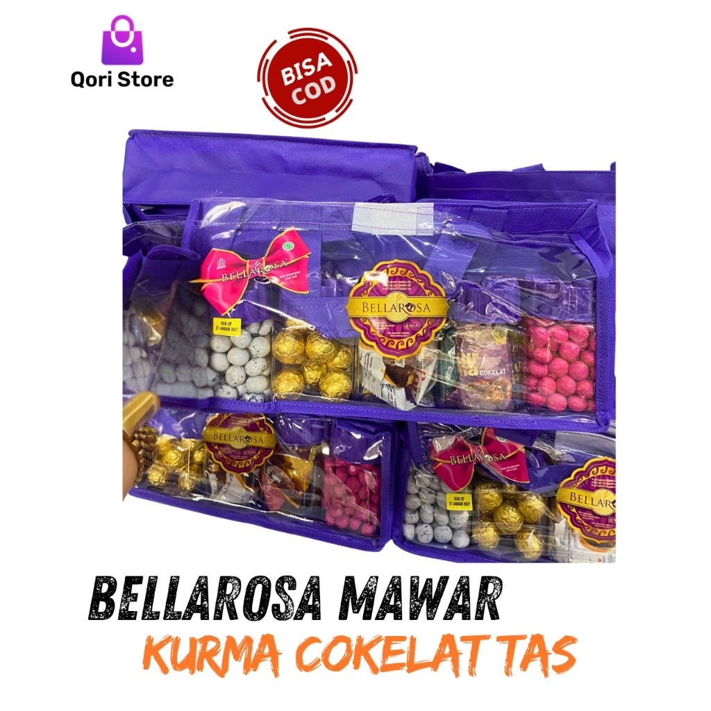 Paket Bellarosa Mawar Kurma Coklat Tas / Parsel Lebaran Paket Bellarosa Mawar Kurma Coklat Tas / Ham