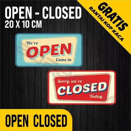 COD,OPEN CLOSED Akrilik siap Pakai/Acrylic Open Closed Design Retro / Custom-FreeDesign ( A 304 )