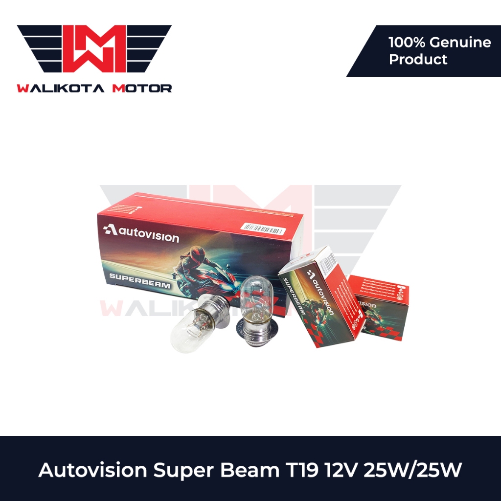 AUTOVISION SUPERBEAM T19 CRYSTAL CLEAR 12V 25W/25W LAMPU BOHLAM DEPAN MOTOR ORIGINAL