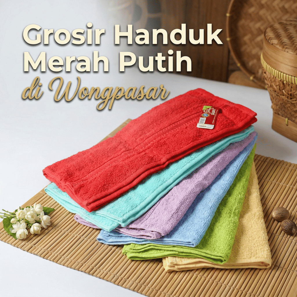 GROSIR (1 Lusin Isi 12 Pcs) HANDUK MERAH PUTIH 60 X 120 cm | Terry Palmer