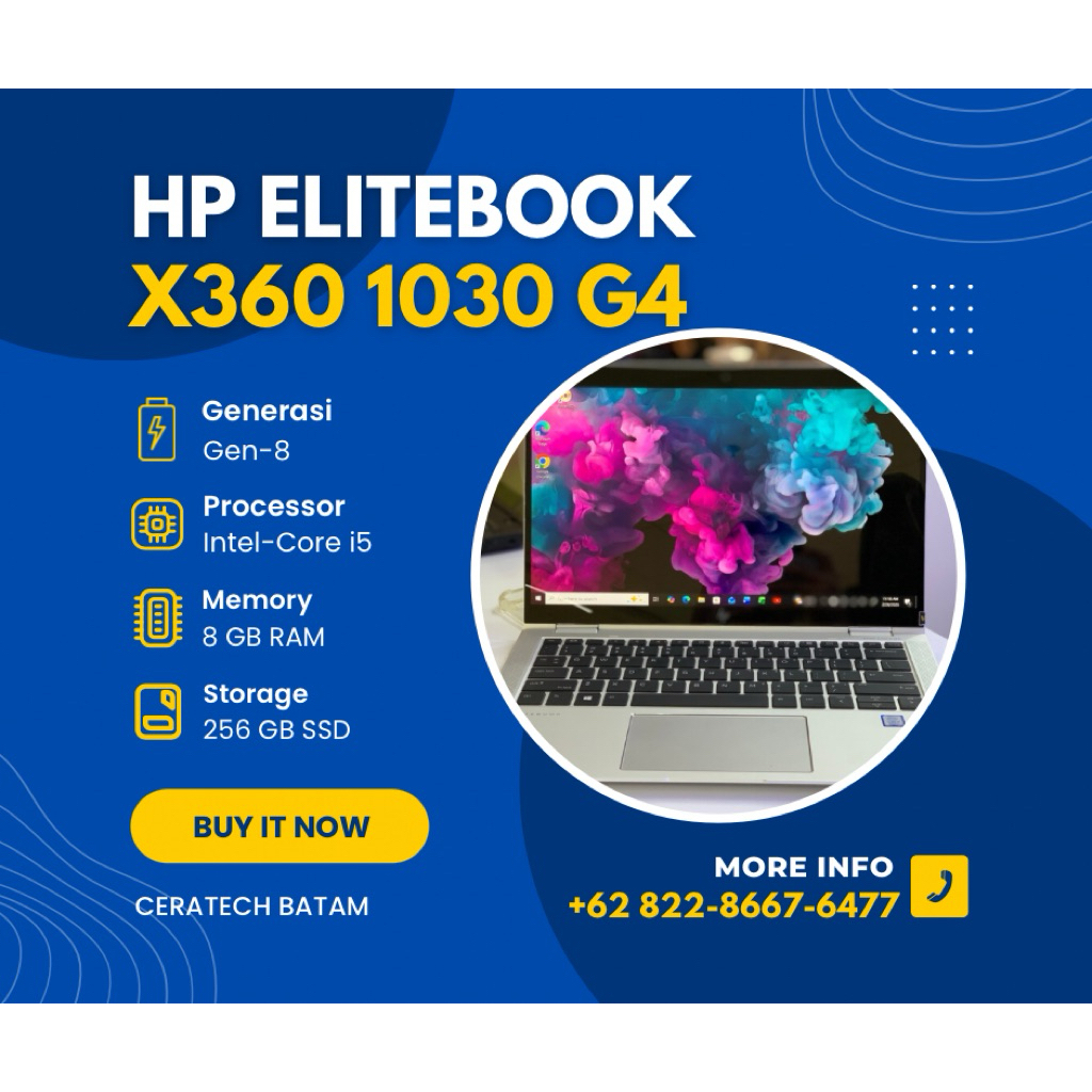 [PROMO] HP ELITEBOOK X360 1030 G4 core i5 Gen 8 RAM 8GB SSD 256GB 13" Inch FHD Touch - Laptop Second
