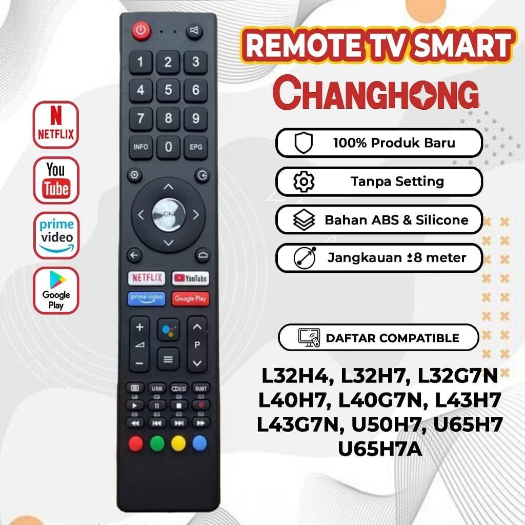 Remot Remote TV Changhong LCD LED Android Smart TV L32H4 L32H7 L43H4 L43H7 L40H4 L40H7 L32G7N L40G7N