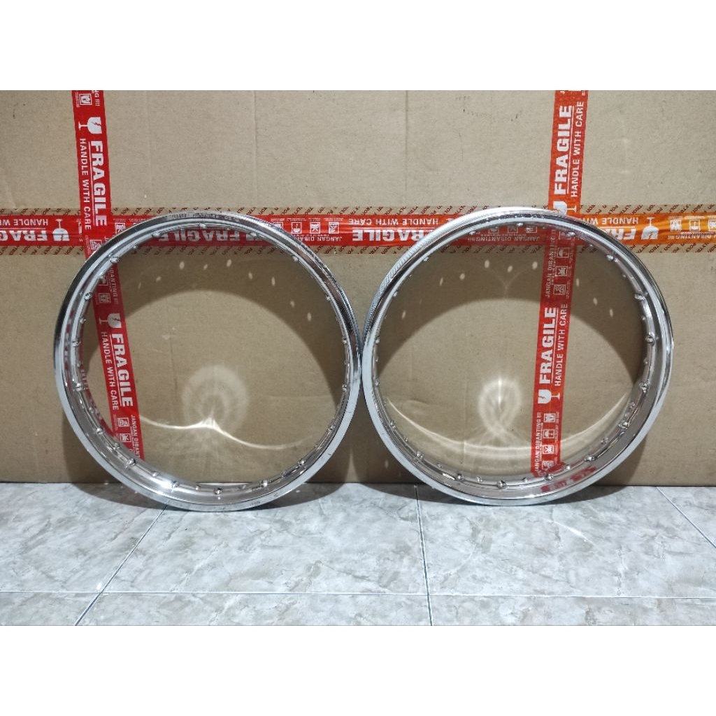 VELG PELEK DID BESI CHROME SEPASANG RING 17 185 215 BEKAS SECOND ORIGINAL  CEPOTAN COPOTAN