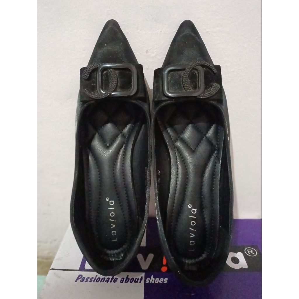 [PRELOVE] SEPATU HITAM LAVIOLA HEELS WEDGES TINGGI HAK 3 CM