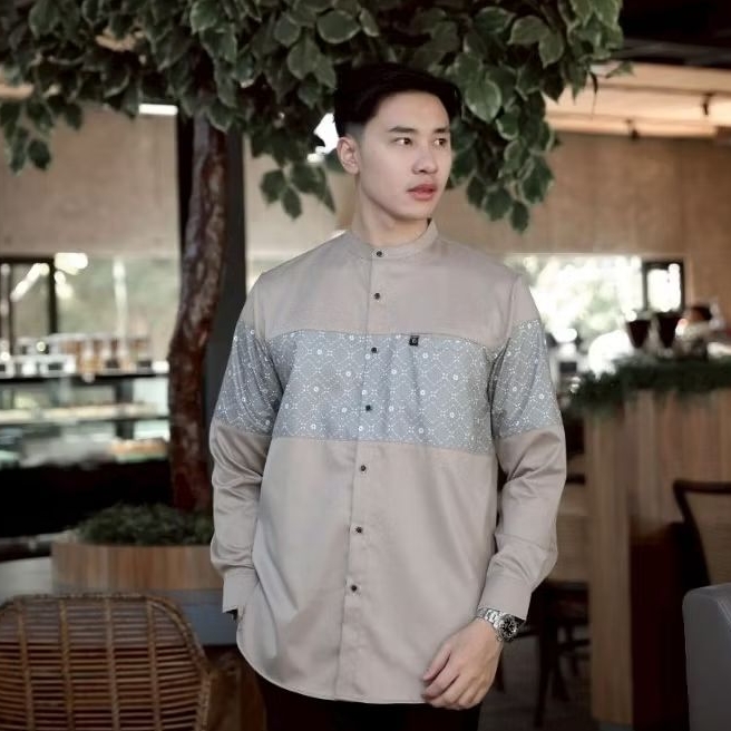TRZ Men_ Kemeja Koko Kurta Pria Lengan Panjang Elegan/ Baju Muslim Pria / Kurta Pakistan