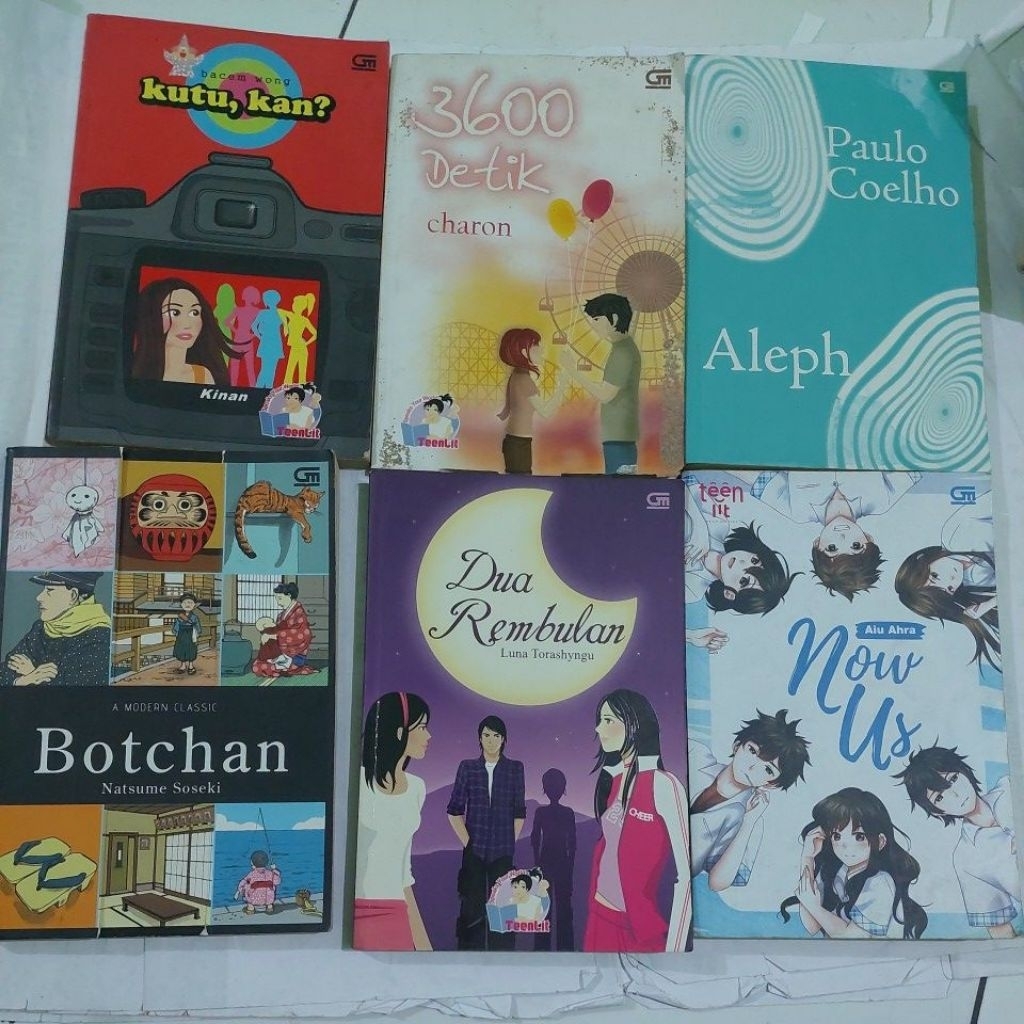 BUKU/NOVEL KUTU,KAN,3600 DETIK,ALEPH,BOTCHAN,DUA REMBULAN,NOW US