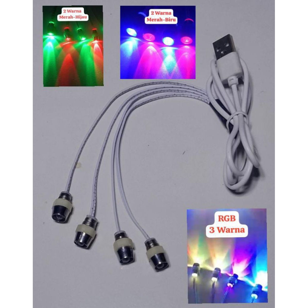 LIGHTING LAMPU LED SOROT SOUND MINIATUR 4 lampu RGB 5mm