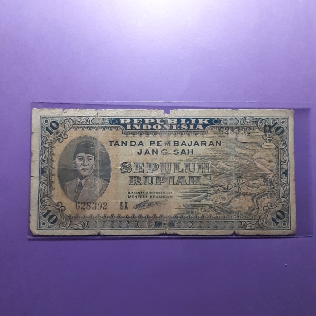 Uang kuno 10 rupiah ori tahun 1945
