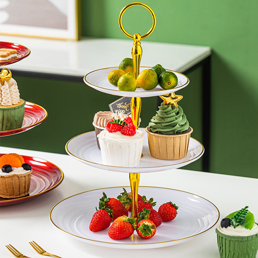Rak Stand Makan Makanan Kue Jajan Jajanan Buah Cake Susun 3 Tingkat Detachable Plate Cake Stand Disp