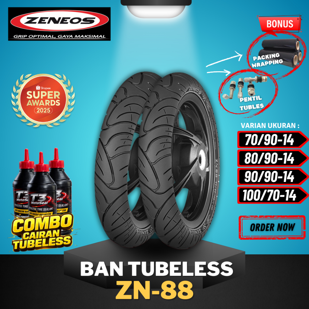 [READY COD] BAN ZENEOS ZN88 RING 14 ( 70/90-14 / 80/90-14 / 90/90-14 / 100/70-14 ) BAN TUBELESS ZENE