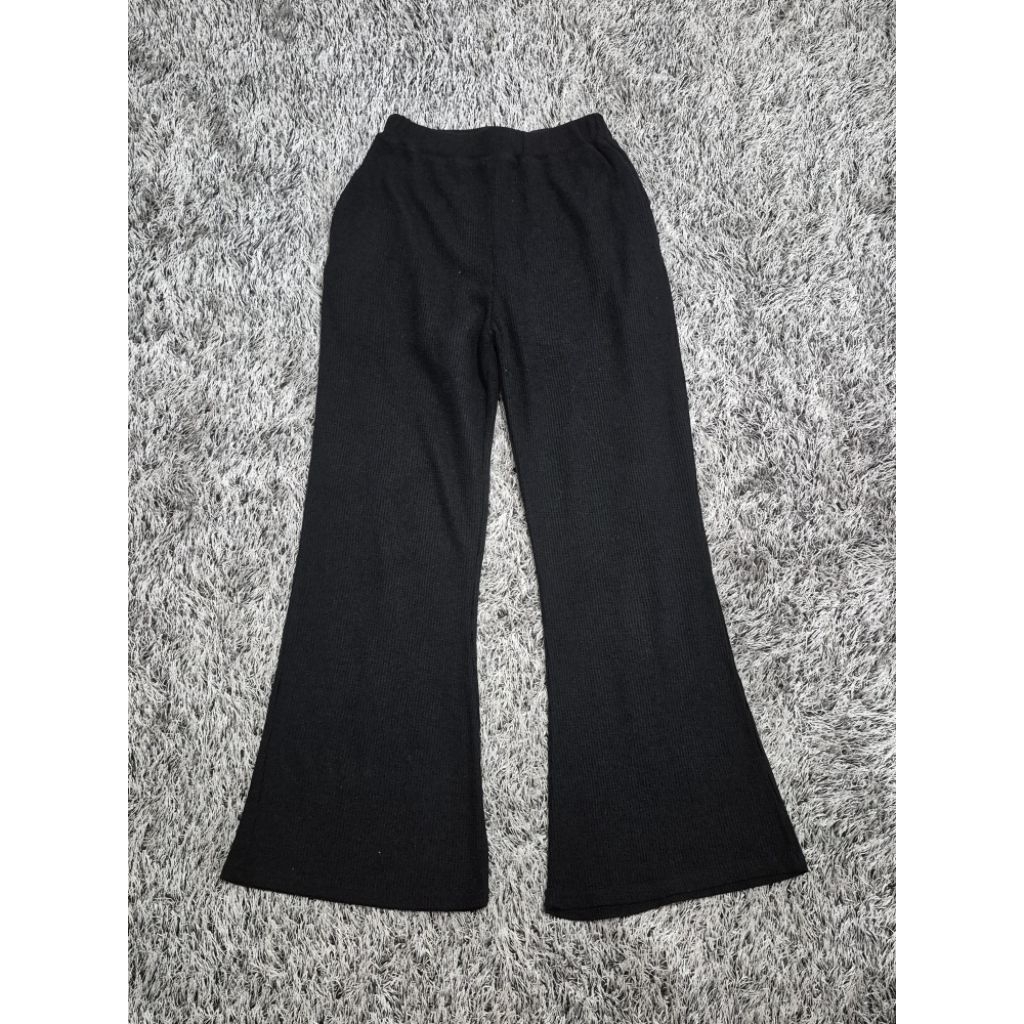 Celana cutbray wafel hitam (GRL)