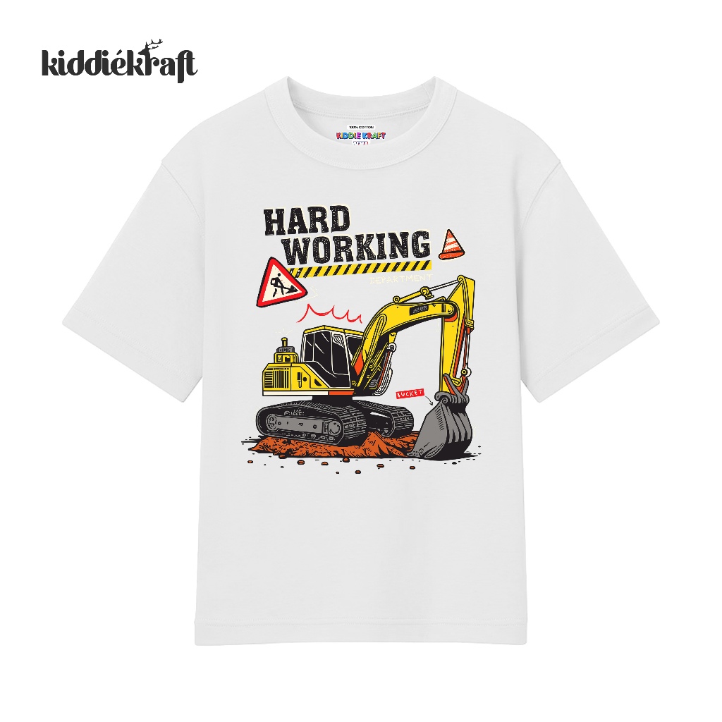 KiddieKraft - Kaos Anak Excavator Baju Anak Excavator Lucu Cotton Combed Unisex - Excavator II