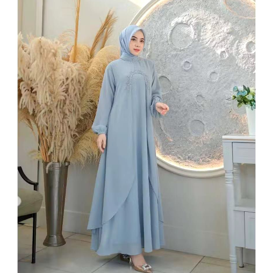 liora dreess wanita kondangan bahan ceruty bebidol premium aplikasi swaroskhi+Payet mutiara