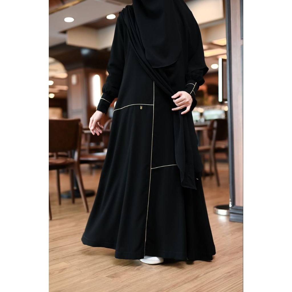 Abaya Golden Black Al Arabian - Abaya Set Khimar - Abaya Hitam Gold
