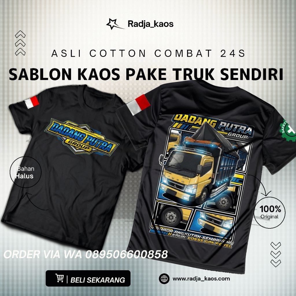 Sablon Kaos Satuan Custom Truk & Motor Sendiri | Desain Gratis Sepuasnya | Cetak Kaos Custom Murah