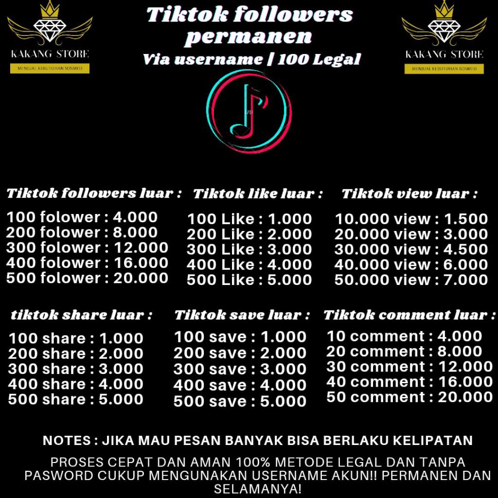 Followers Tiktok Permanen | Luar & Indonesia | Pengguna Aktif