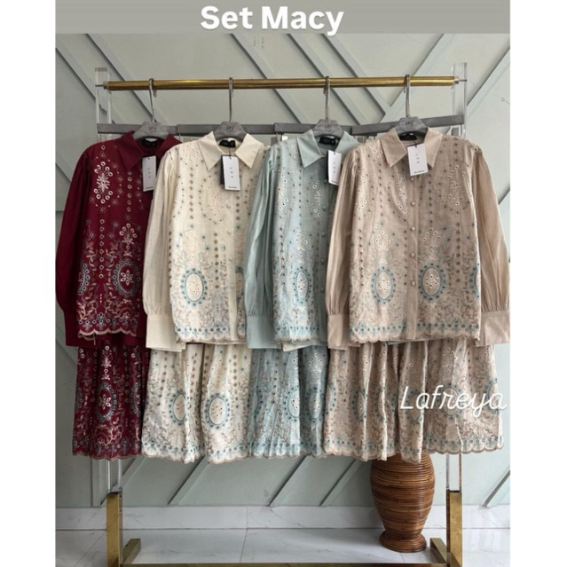 set macy, set rok lafreya, set lfy, setelan rok premium, setelan premium, setelan rok mewah, set ban