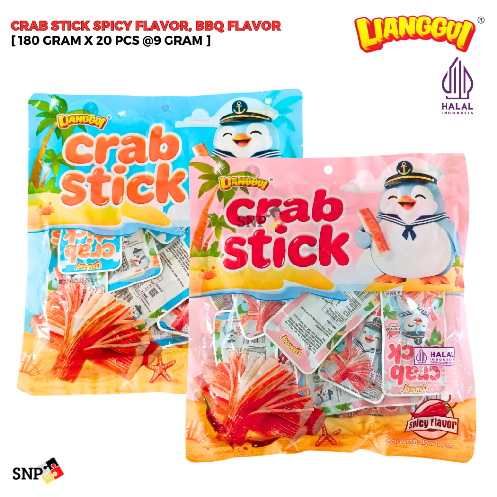 LIANGGUI SNACK CRAB STICK - Cemilan Seafood Siap Saji [180 Gr/20 Pcs @9 Gr]