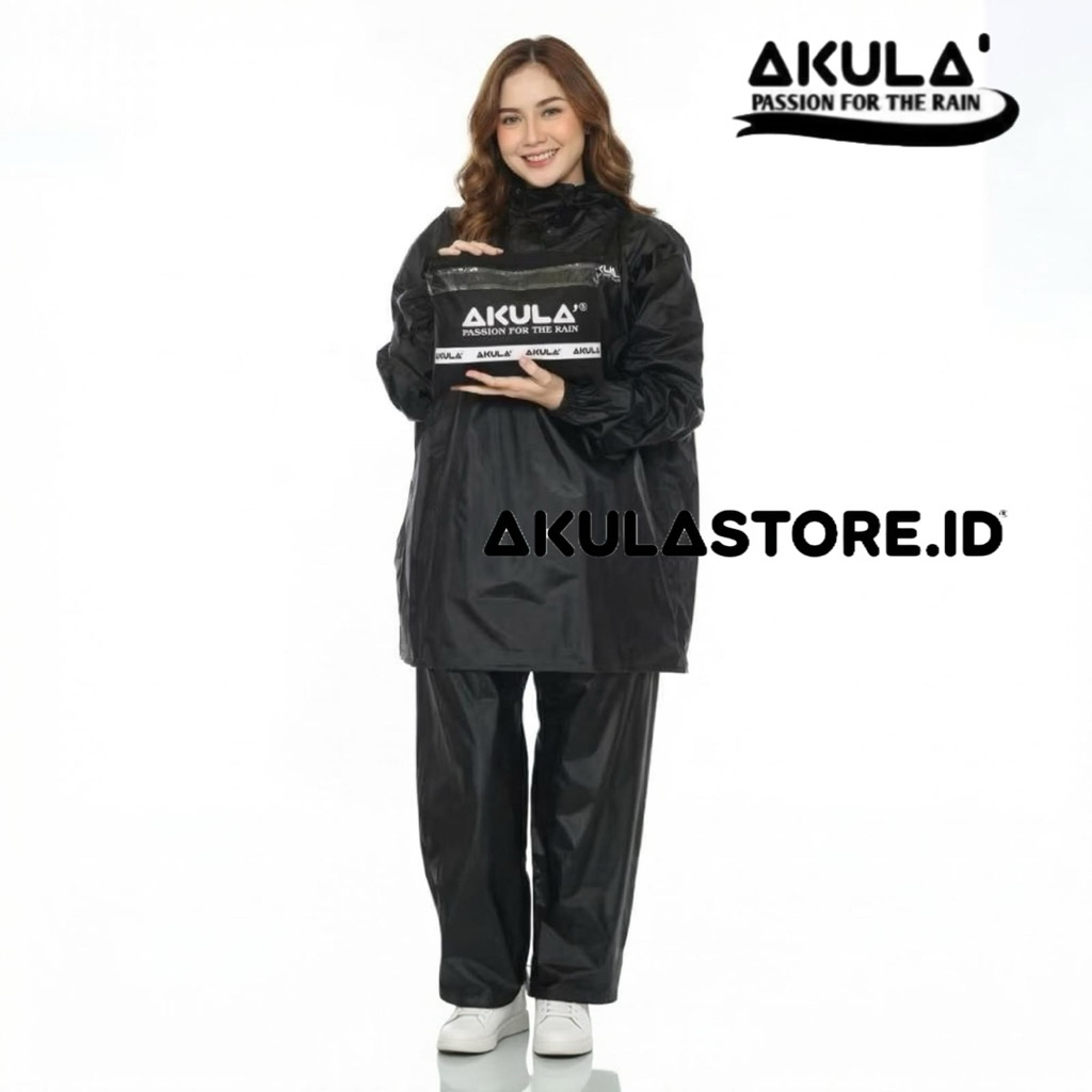Akula Original 100% HITAM jas hujan laki/perempuan