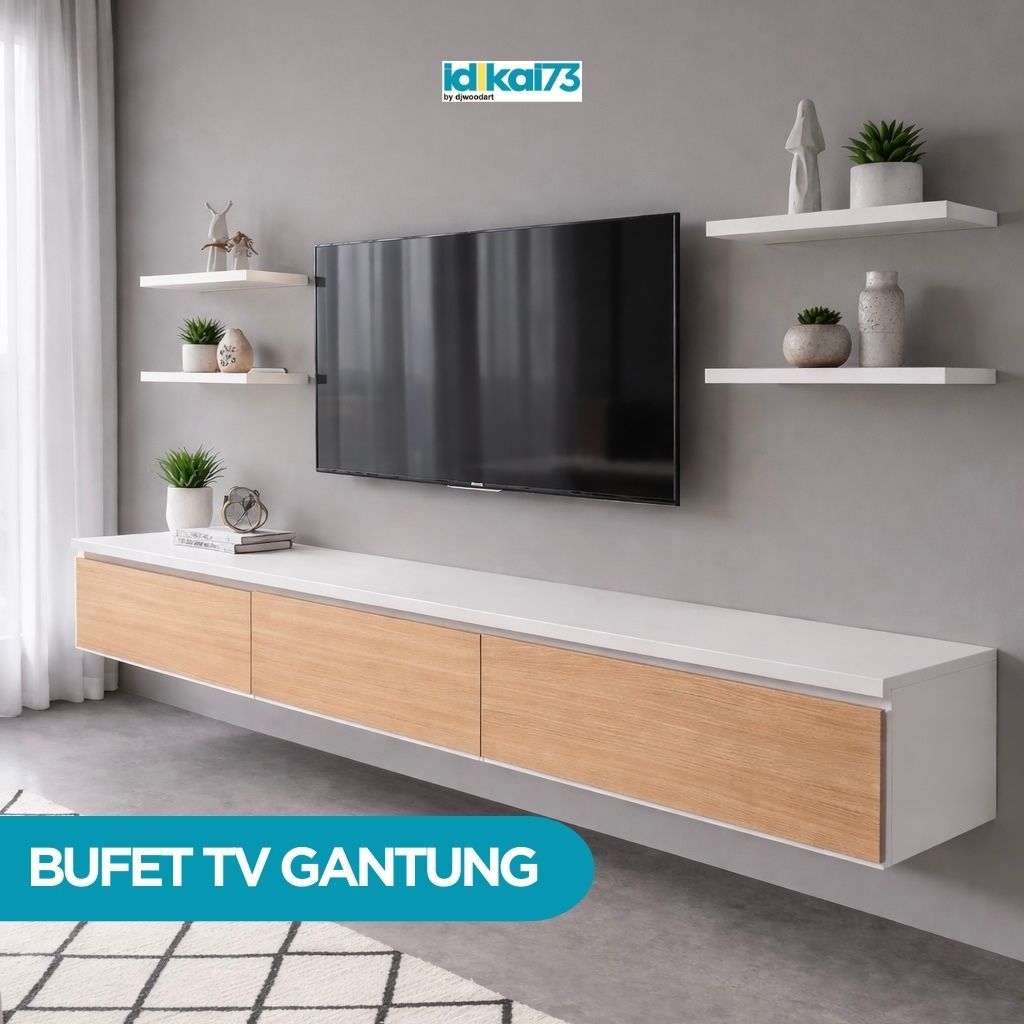 Bufet Tv | Meja Tv Gantung | Rak Tv gantung ukuran 180cmx30cmx25cm