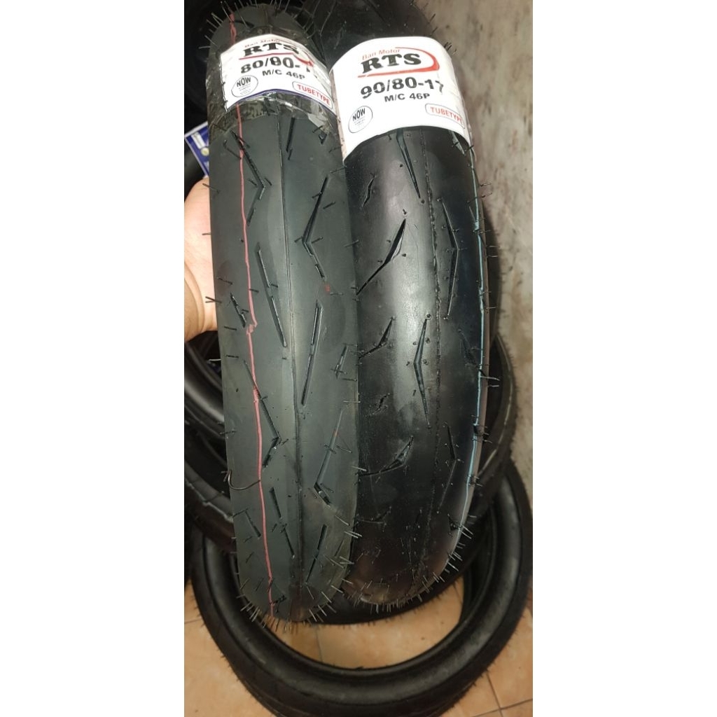 Paket Sepasang-1[Set]Ban Motor Donat Racing Soft Ukuran 80/80-17 & 90/80-17 Ban RTS Bukan Tubles
