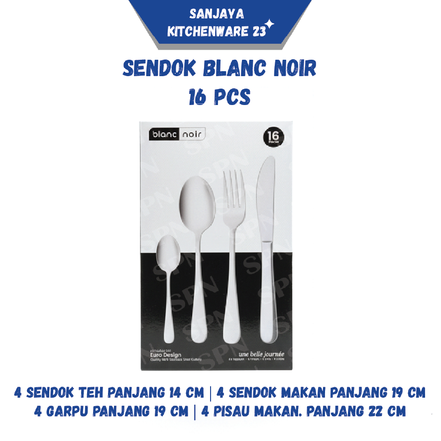 Sendok Garpu Dan Pisau Set Isi 16 Pcs Stainless Steel Premium Blanc Noir | Sanjaya Kitchenware 23