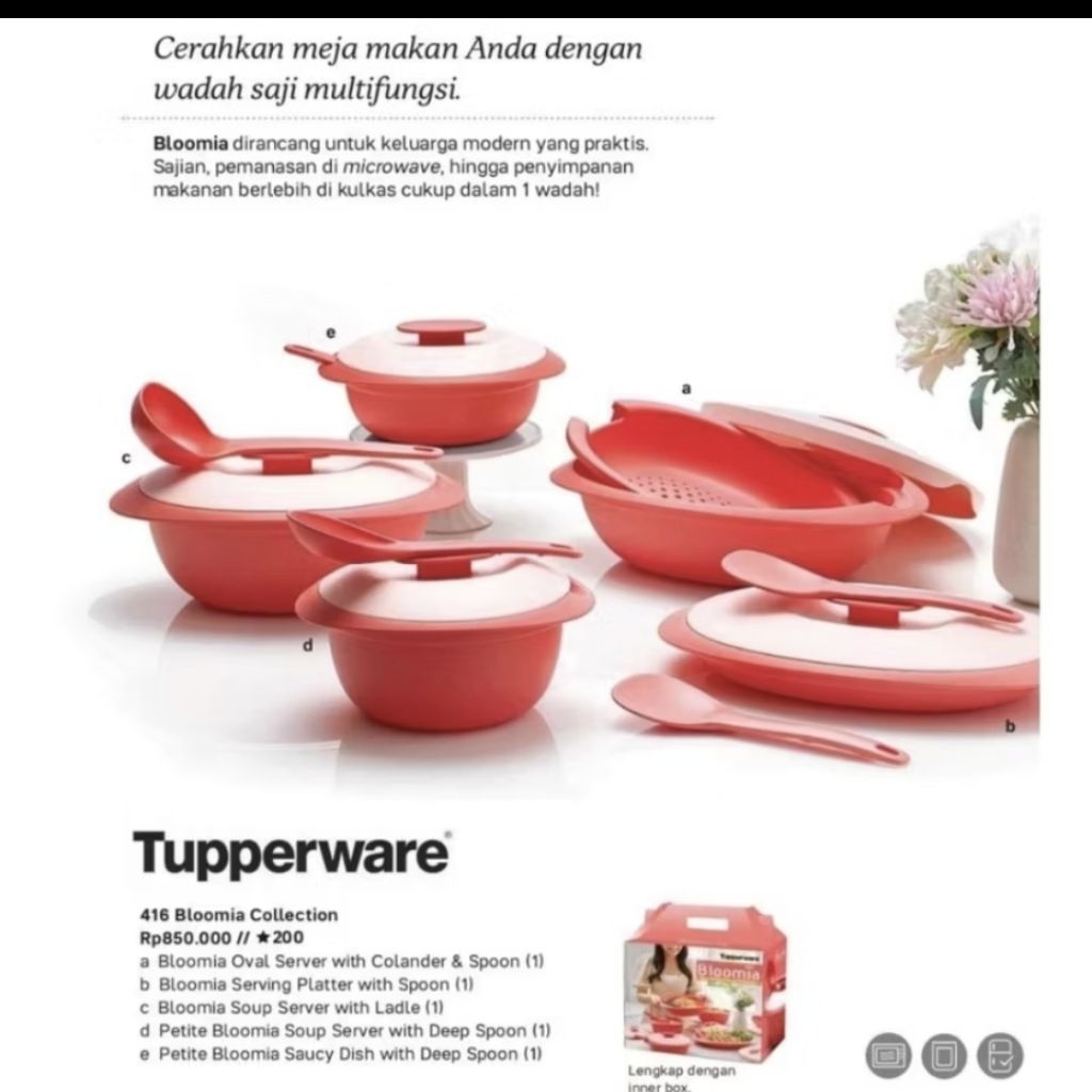 Tupperware bloomia collection set wadah saji set