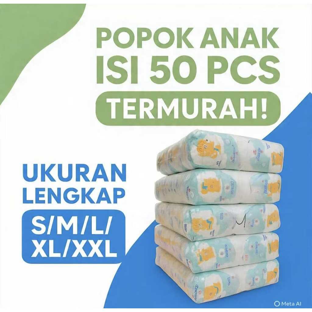 Pampers murah Popok Bayi celana Uk XXXL non kemasan isi 50 repact pempes