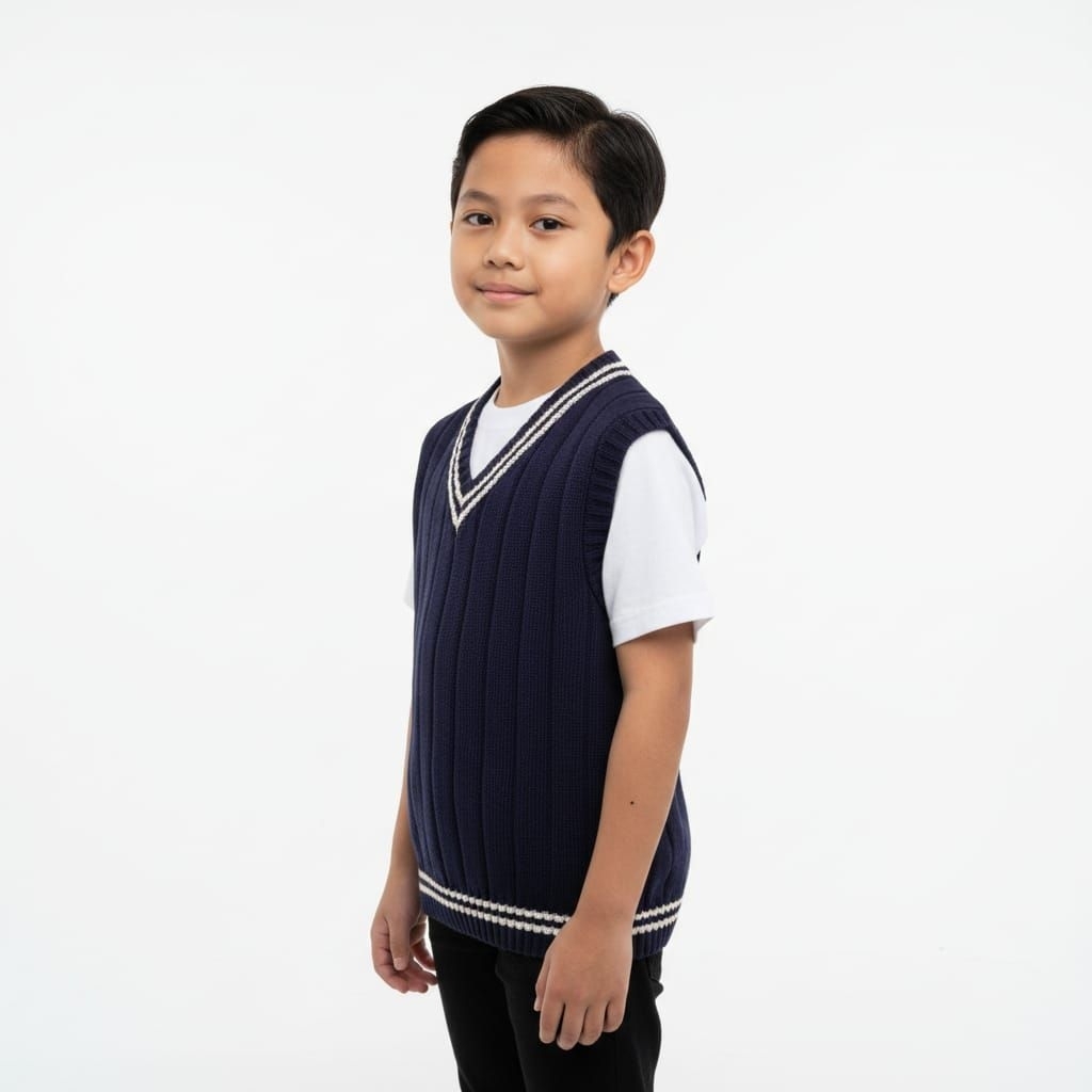 Rompi Rajut Anak Perempuan Laki-Laki | Rompi Vest Knit Motif Salur Anak | Rompi Vest Rajut Anak Umur