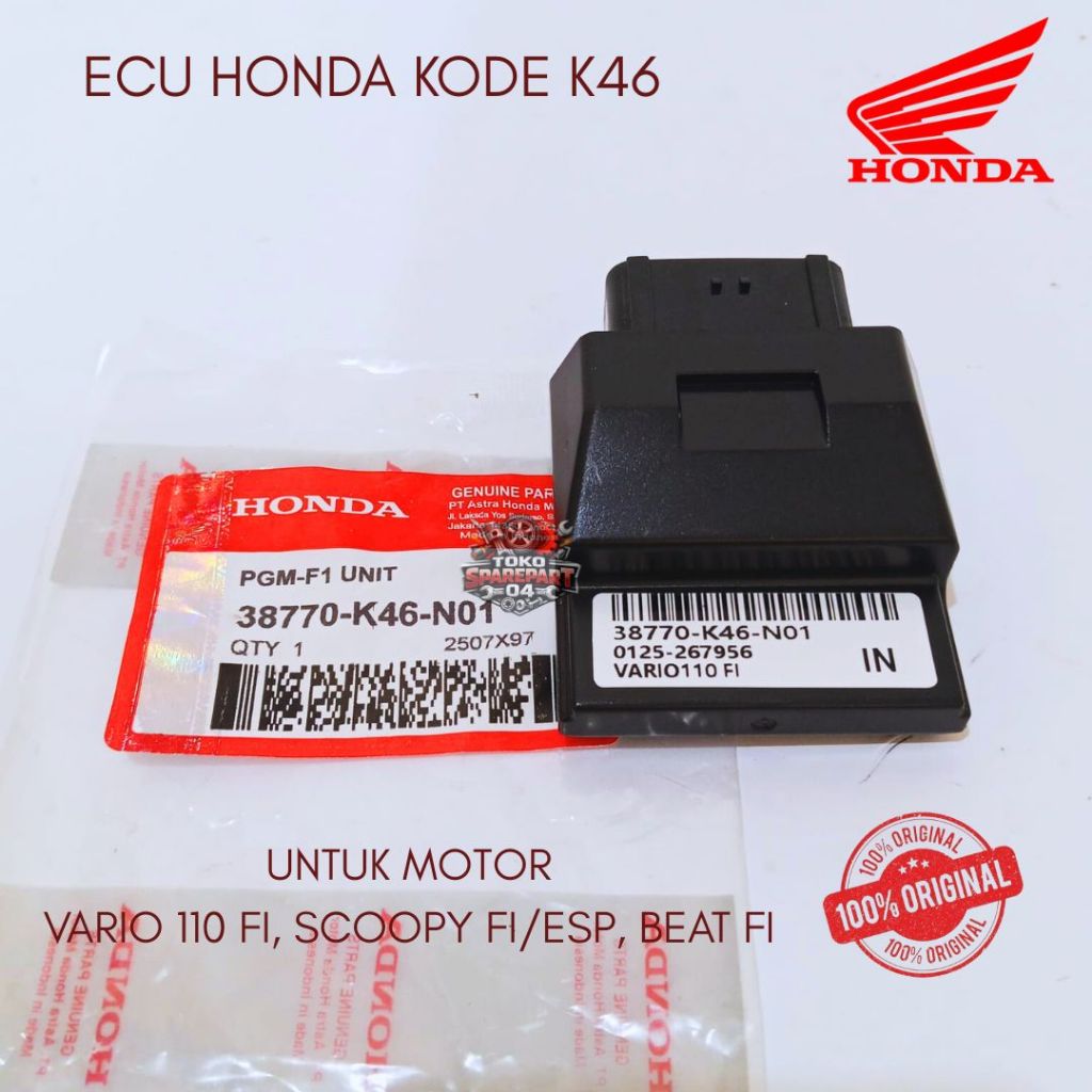 ECU ORIGINAL HONDA KODE K46 VARIO 110 FI, SCOOPY FI/ESP, BEAT FI
