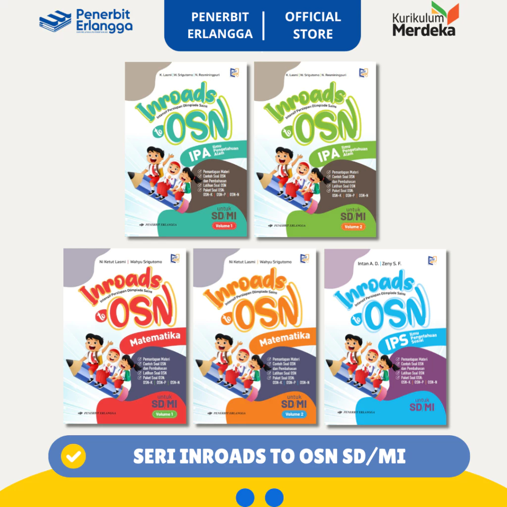Buku Persiapan Olimpiade Sains: Inroads To Osn MATEMATIKA IPA IPS Sd/Mi Volume 1 & 2 Erlangga Origin