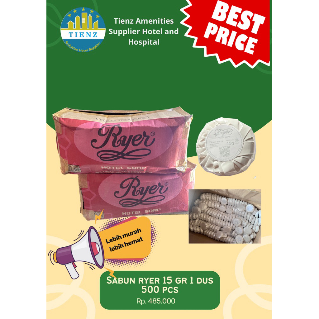 Sabun Batang Hotel/ Bar Soap Hotel Ryer Kemasan 1 dus 500 pcs