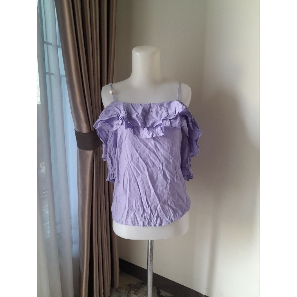 Lilac Korean Sabrina Blouse, Blouse Sabrina Lilac