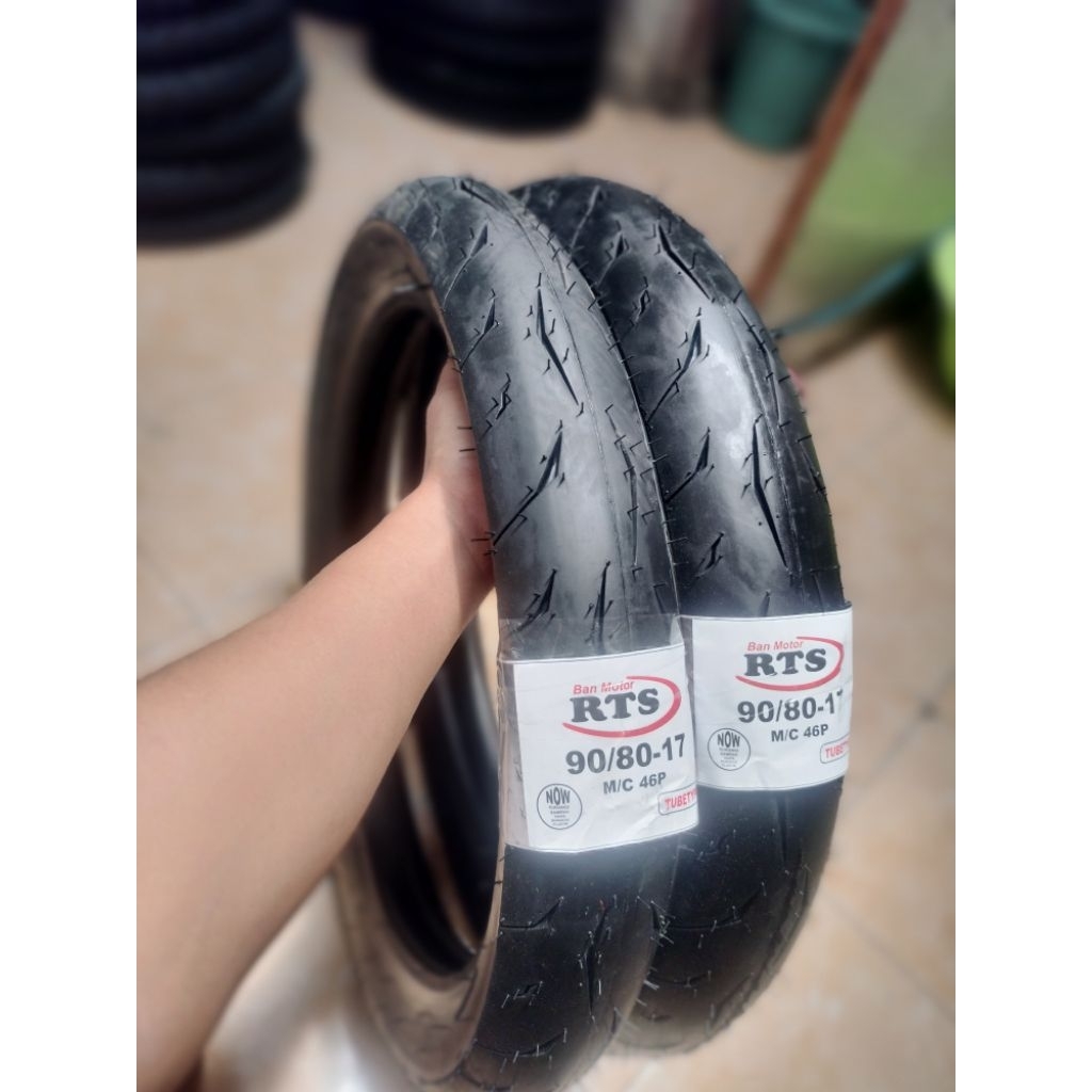 Paket Sepasang-1[Set]Ban Motor Donat Soft Racing RTS Ukuran 80/80-17 & 90/80-17 Tube Type