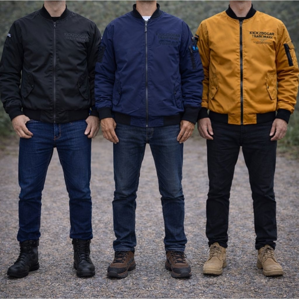 ASTRINA JAKET BOMBER RIDER BIKERS KICKZOOGAR PRIA TULISAN FUL BORDIR PREMIUM MOTORAN